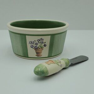 Pfaltzgraff Flower Garden Dip Bowl & Spreader Flower Garden Dip Mix and Spreader